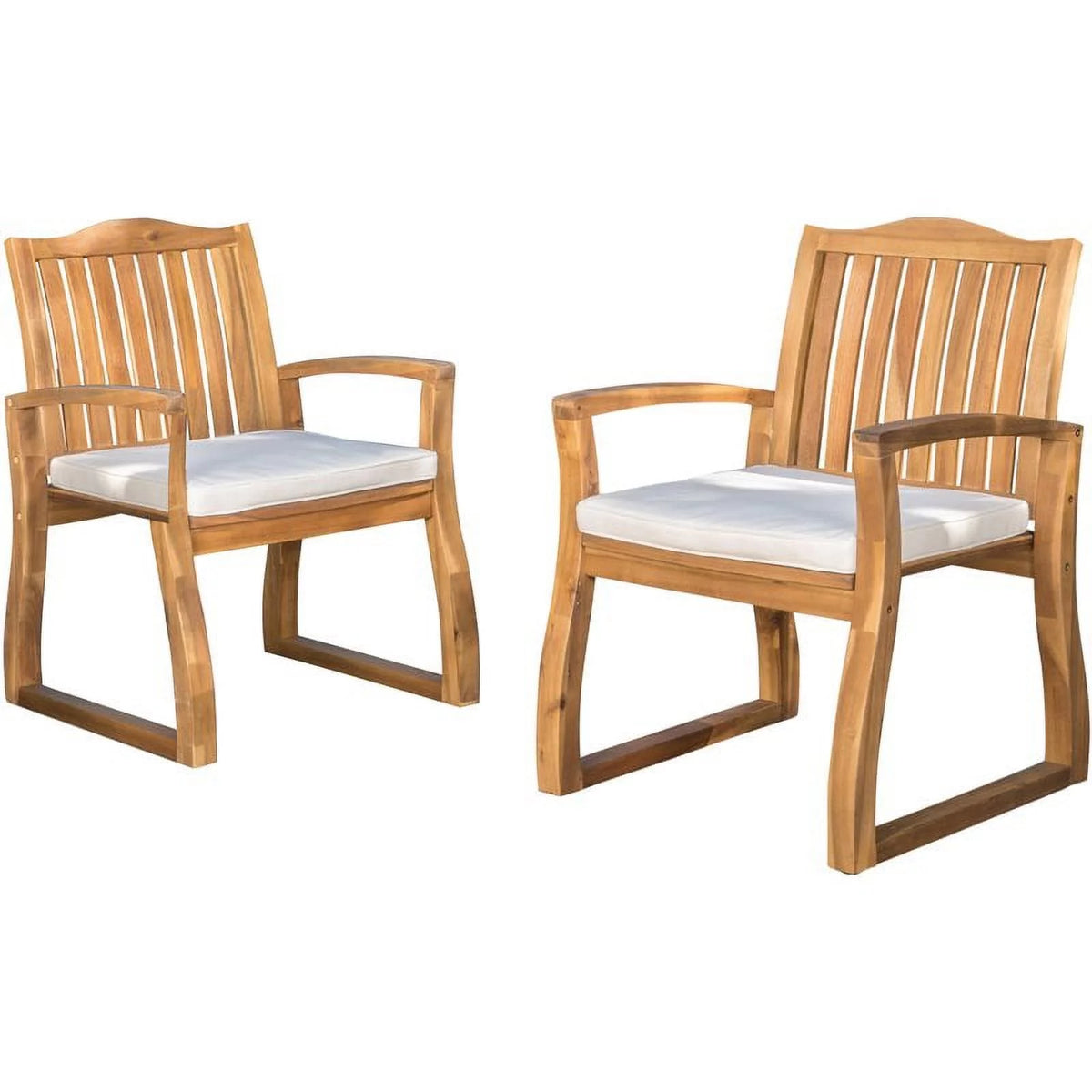 Teak Wooden Patio Dining Arm Chair Set of 2 Y5696