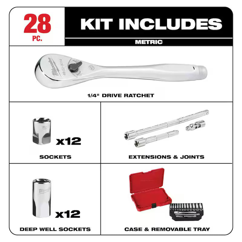 1/4 in. Drive SAE/Metric Ratchet and Socket Mechanics Tool Set (54-Piece) K416