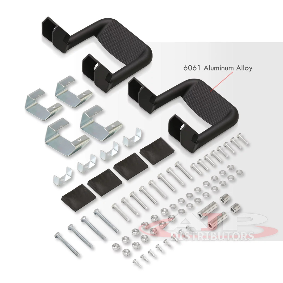 Black Aluminum Side Hoop Steps Set of 2 E5818