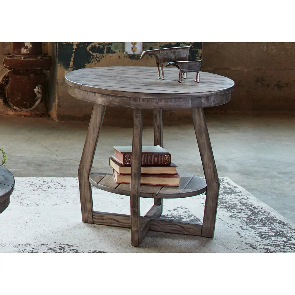 Grey Wash Round End Table S63015