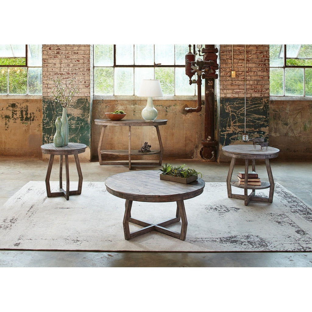 Grey Wash Round End Table S63015