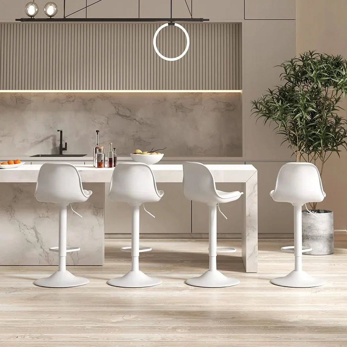 Swivel Bar Stools with Adjustable Height Set of 4 H927