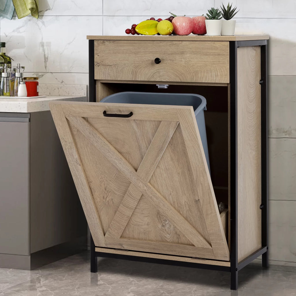 10 Gallon Tilt Out Trash Cabinet Wood Kitchen Island Storage I6155