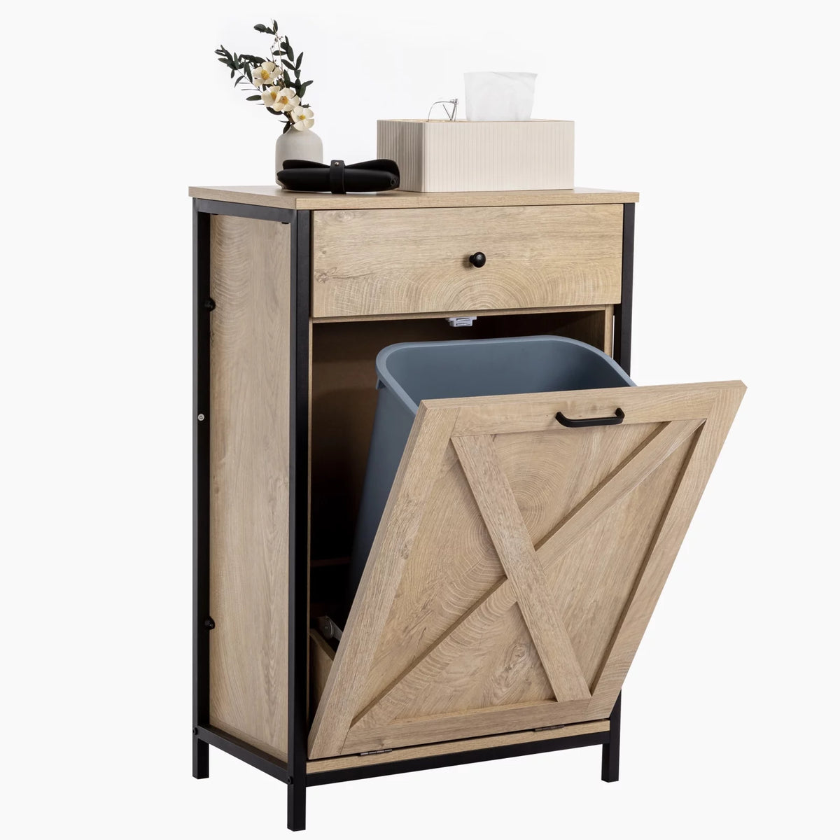 10 Gallon Tilt Out Trash Cabinet Wood Kitchen Island Storage I6155