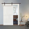 White Stained 2 Panel Barn Door with Sliding Hardware U3526