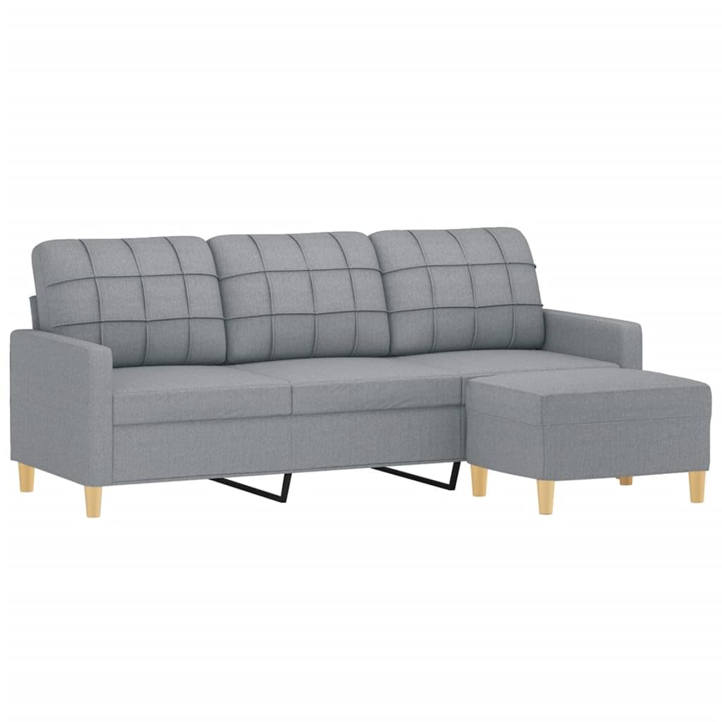 Light Gray 78 Inch Wide 3-Seater Sofa with Footstool T23692