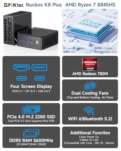 AMD Ryzen 7 5825U Mini PC, 16GB RAM, 512GB SSD X714
