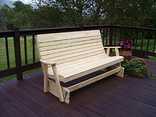 6' Pressure-Treated Pine Highback Patio Glider Bench Q724400