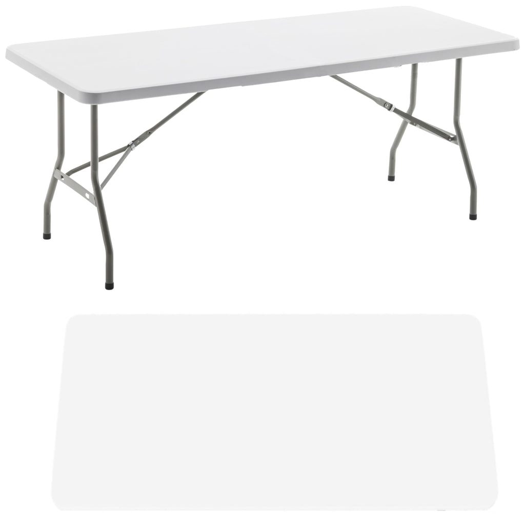 White Plastic Folding Table 6 Ft Heavy Duty Portable C1842