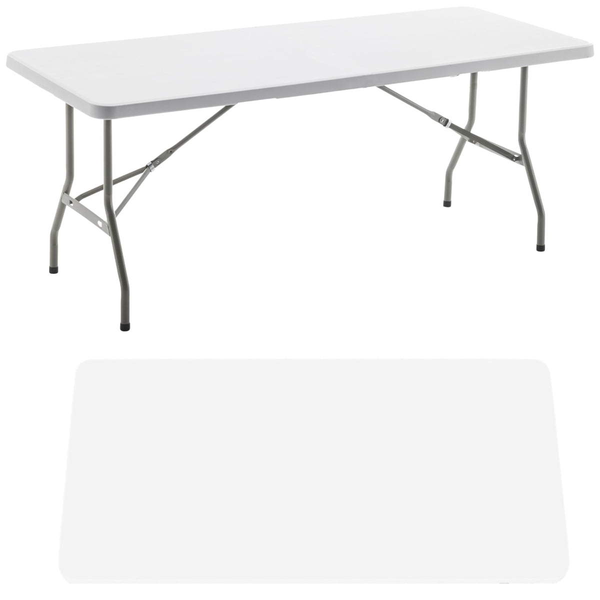 White Plastic Folding Table 6 Ft Heavy Duty Portable C1842
