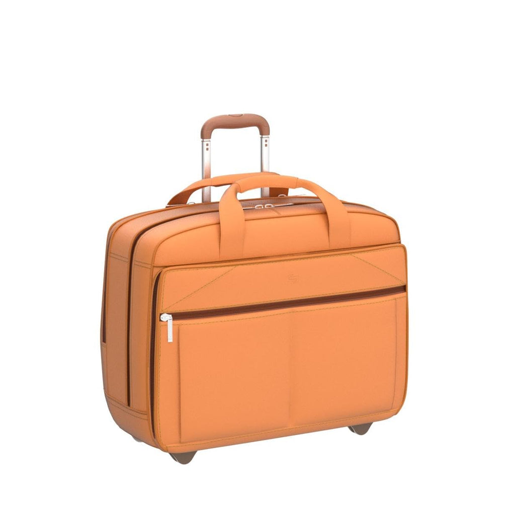 Tan Leather Rolling Case with Wheels R64176