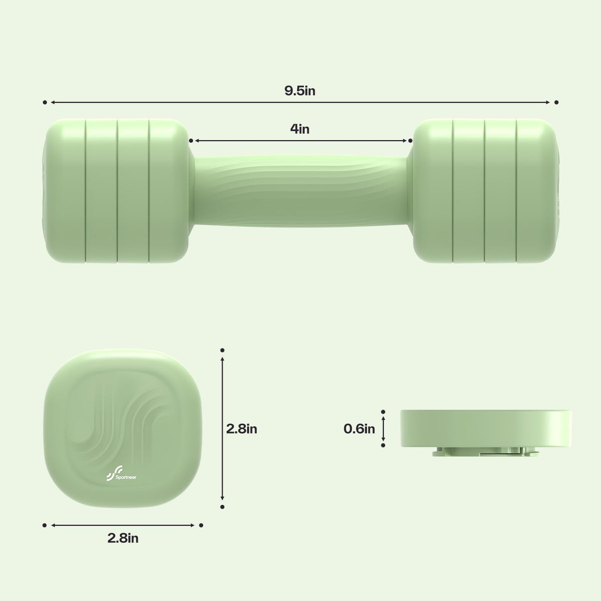 Adjustable Dumbbell Set of 2, 4 in 1 Free Weights with Soft Rubber Handle X2005