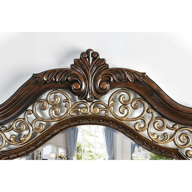 California King Size Brown Cherry Bed Frame with Camel Back Headboard K645