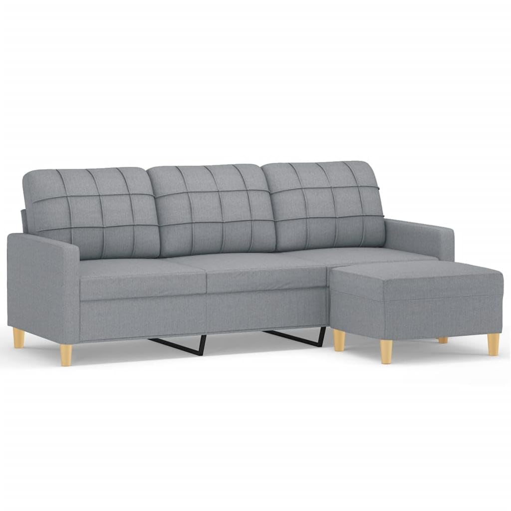 Light Gray 78 Inch Wide 3-Seater Sofa with Footstool T23692