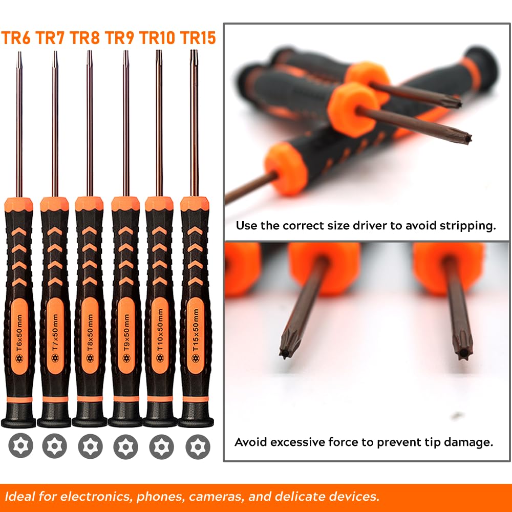 Torx Screwdriver Set of T2-T15, 10-Piece Magnetic Security Screwdrivers N2596