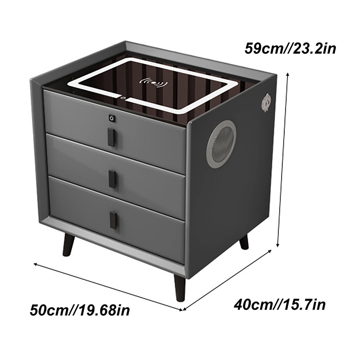 Pink 3 Drawer Nightstand with Charging Station and Speakers T109002