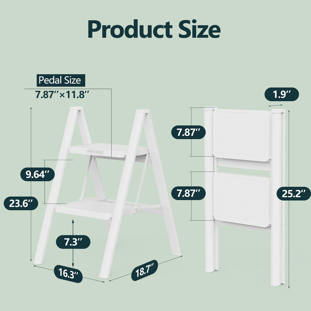 2 Step Foldable Step Stool White P2555