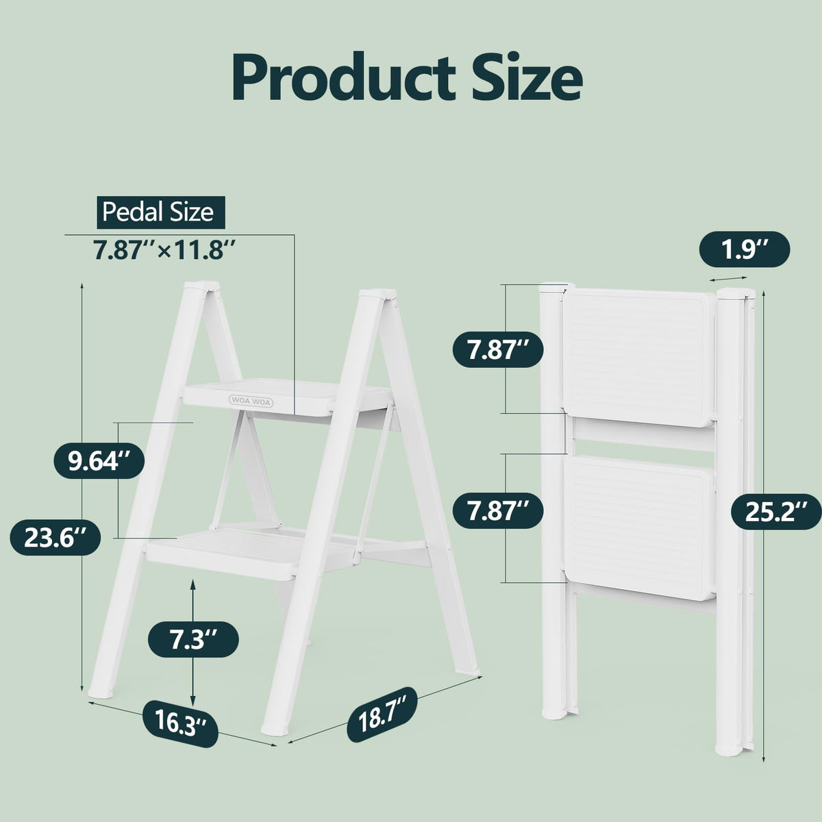 2 Step Foldable Step Stool White P2555