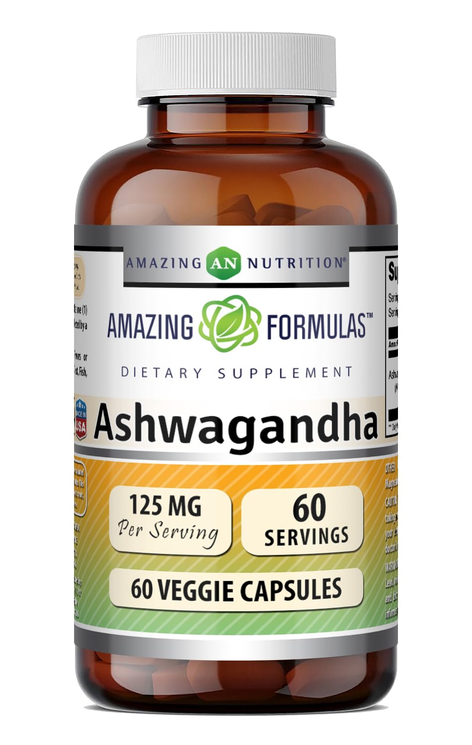 Ashwagandha Extract Supplement 125 Mg Veggie Capsules J576
