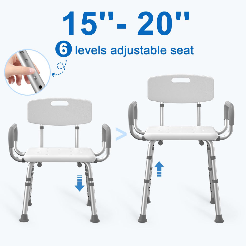 Shower Chair with Arms and Back and Bedside Commode with Padded Seat and Backrest N69738
