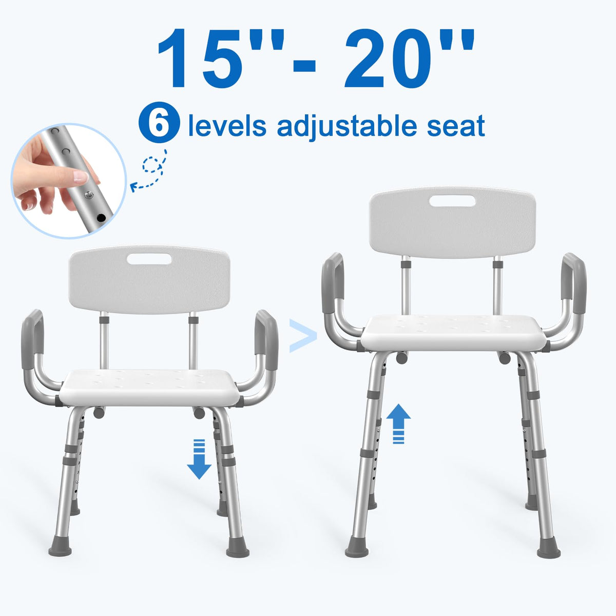 Shower Chair with Arms and Back and Bedside Commode with Padded Seat and Backrest N69738