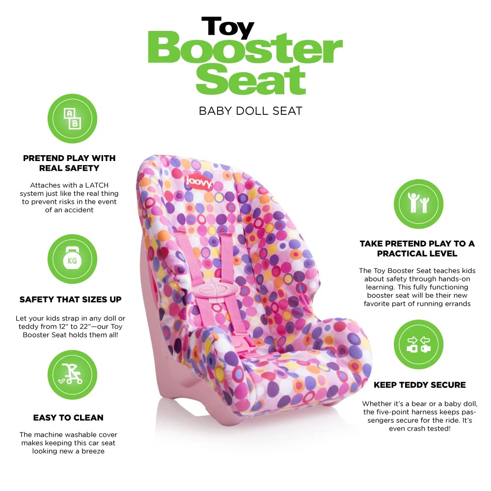 Toy Booster Seat & Doll Car Seat with Five-Point Harness, Pink O9088