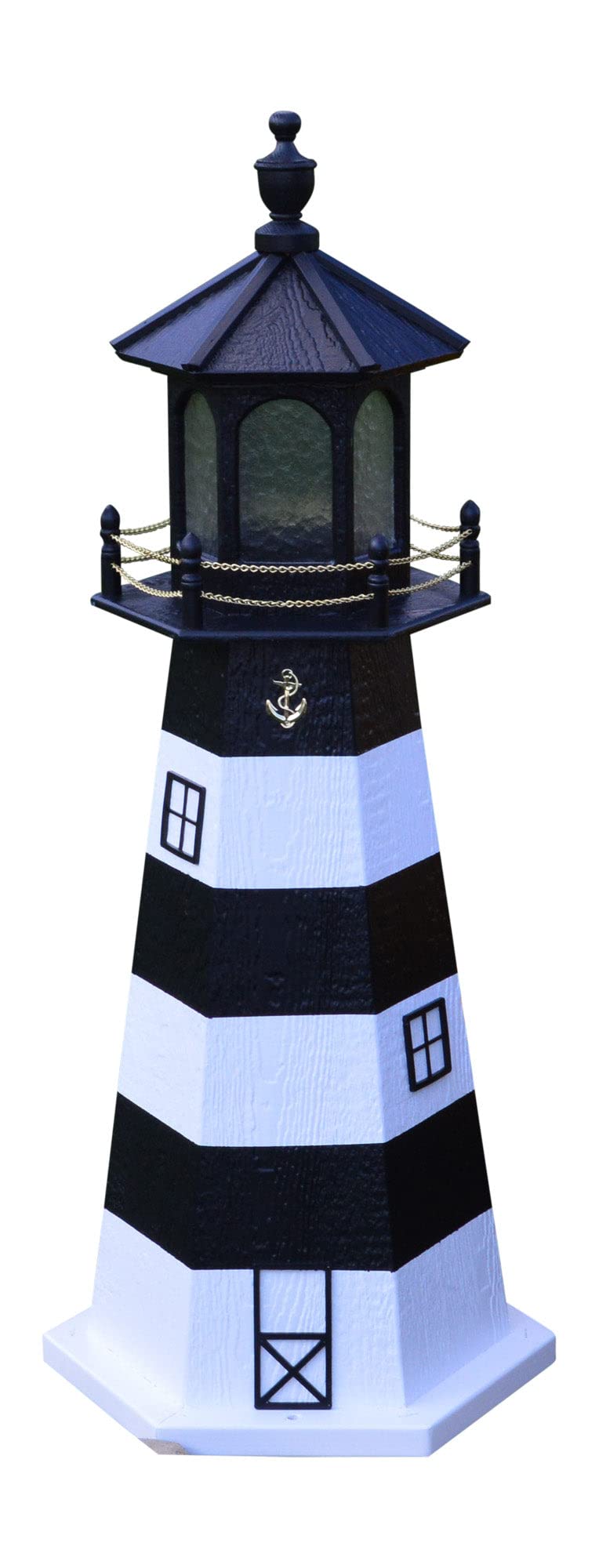 Amish-Made 48" Tall Outdoor Lighthouse with Solar LED Light Z9803
