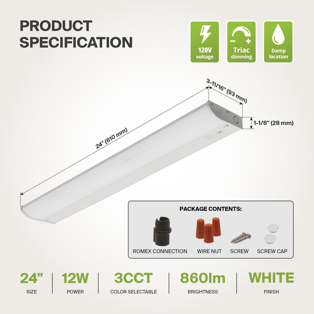 24 inch 12W Dimmable LED Under Cabinet Lighting D858021