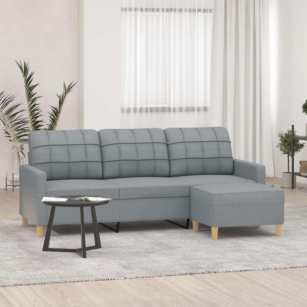Light Gray 78 Inch Wide 3-Seater Sofa with Footstool T23692