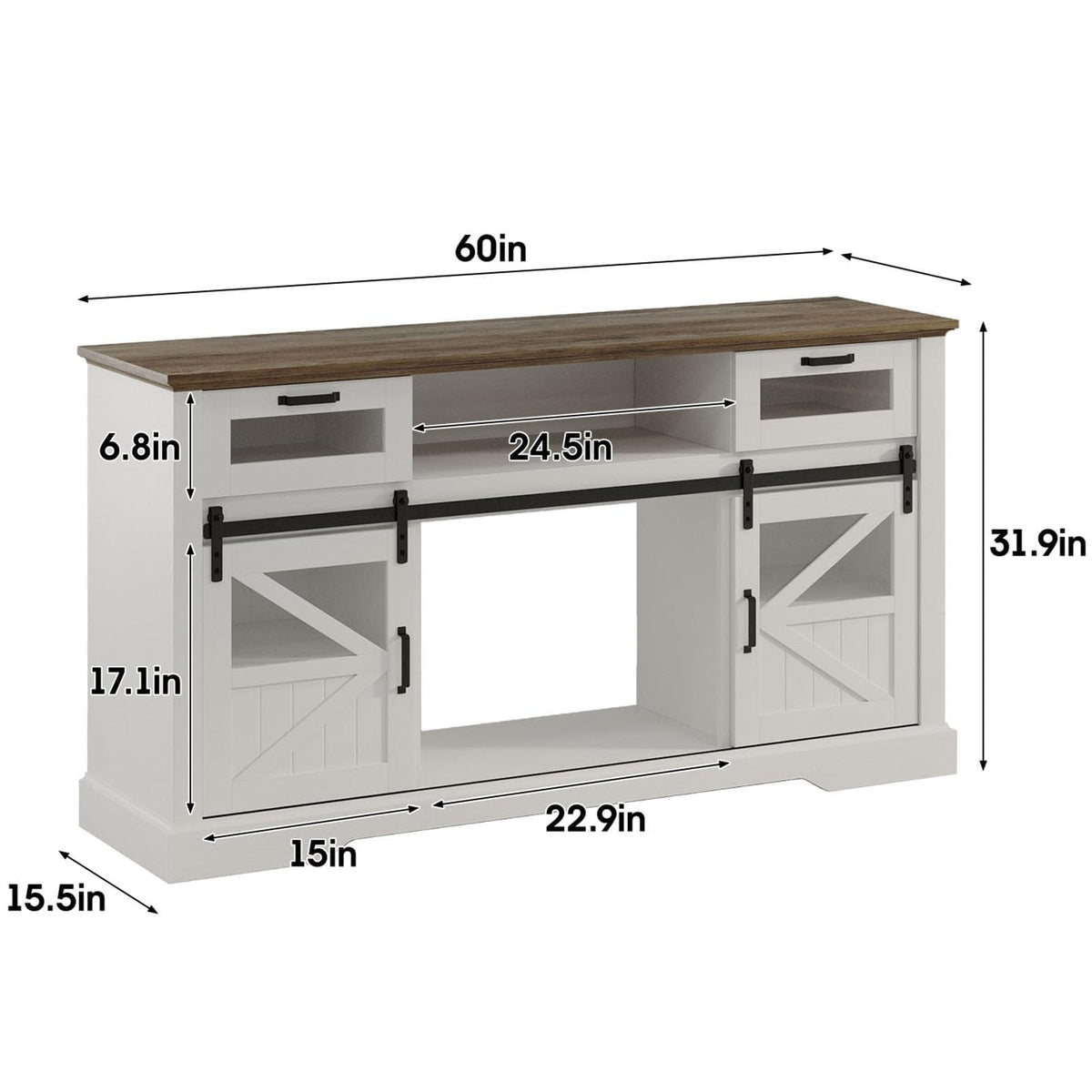 TV Stand with Storage Cabinet and Sliding Barn Doors L1056