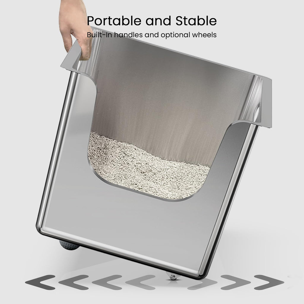 XL Stainless Steel Cat Litter Box with Low Entry A402