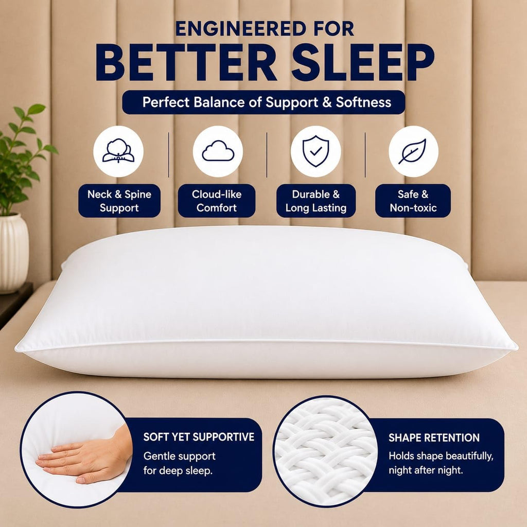 King Size White Microfiber Bed Pillows Set of 2 T501