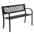 4 Feet Heavy-Duty Metal Patio Bench with Backrest Armrests R618