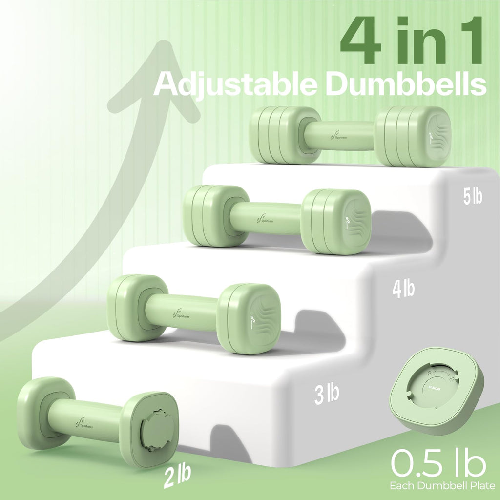 Adjustable Dumbbell Set of 2, 4 in 1 Free Weights with Soft Rubber Handle X2005