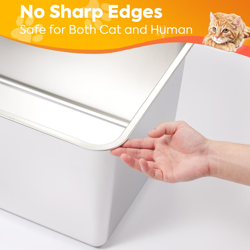 Extra Large Stainless Steel Cat Litter Box with High Sides L686099