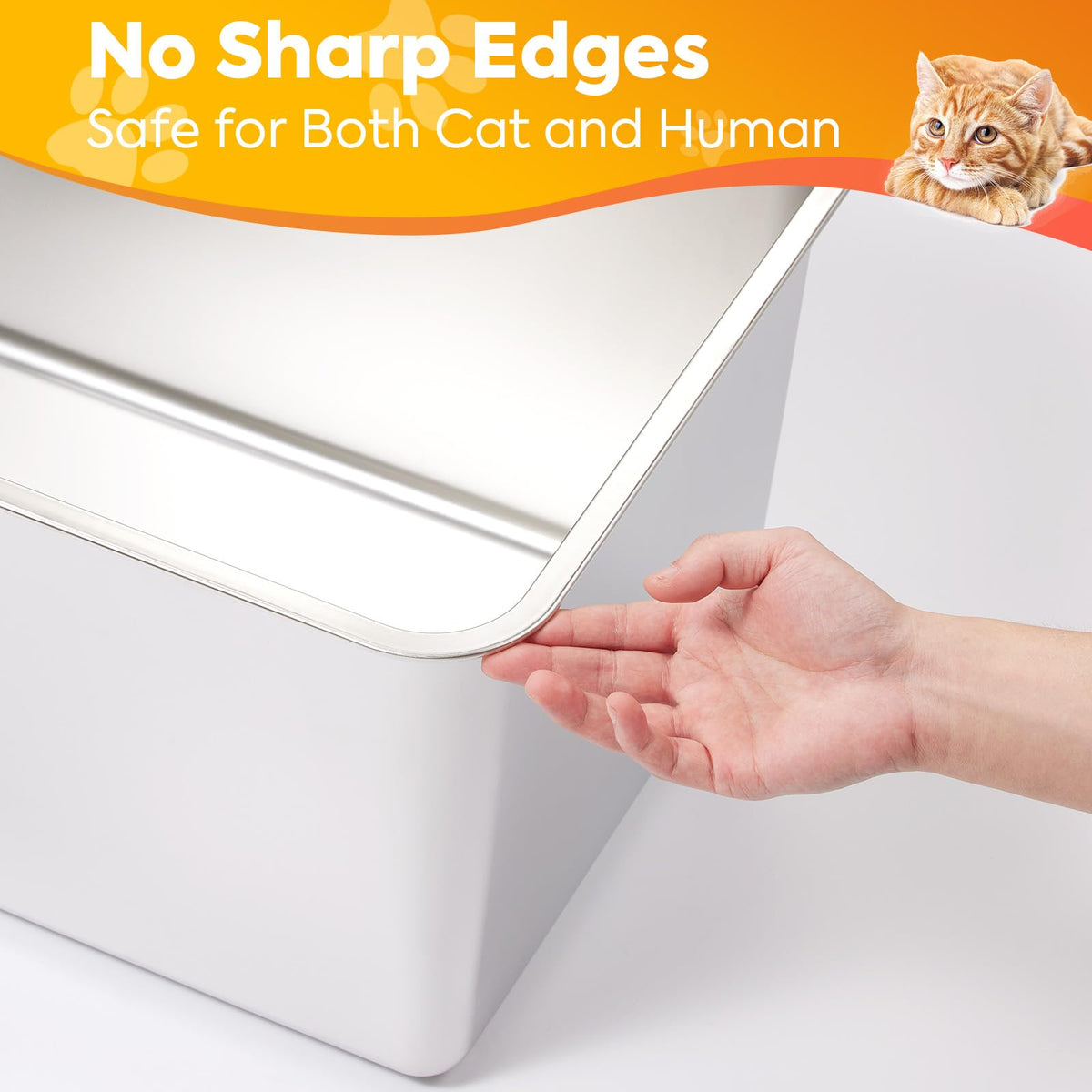 Extra Large Stainless Steel Cat Litter Box with High Sides L686099