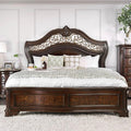 California King Size Brown Cherry Bed Frame with Camel Back Headboard K645