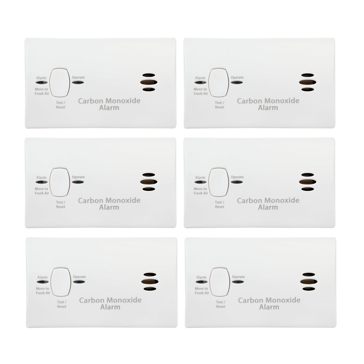 Carbon Monoxide Detector, AA Battery Powered, 85 dB Alarm, 6 Pack N151276