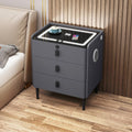 Gray 3 Tier Nightstand with Wireless Charging and Fingerprint Lock M7292