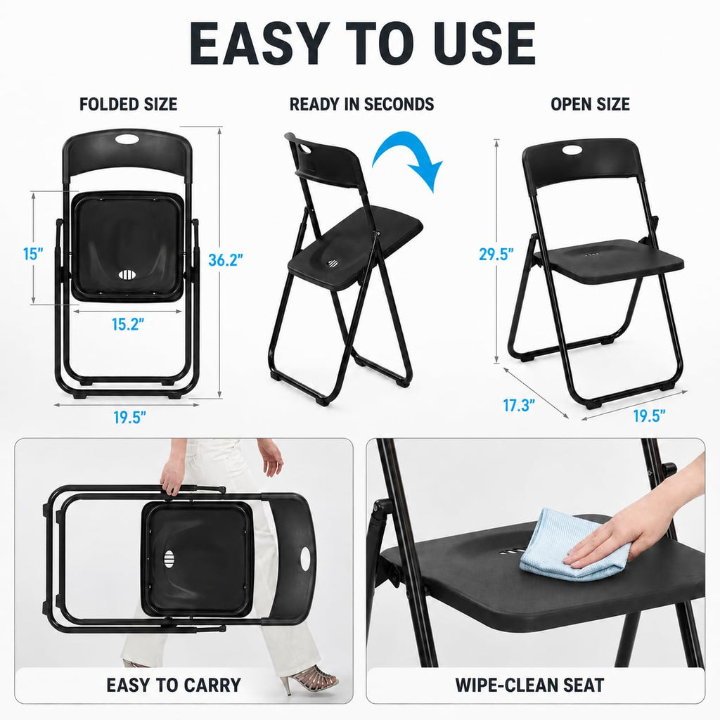 Black Plastic Folding Chairs L2567