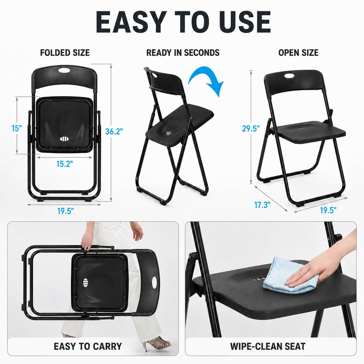 Black Plastic Folding Chairs L2567