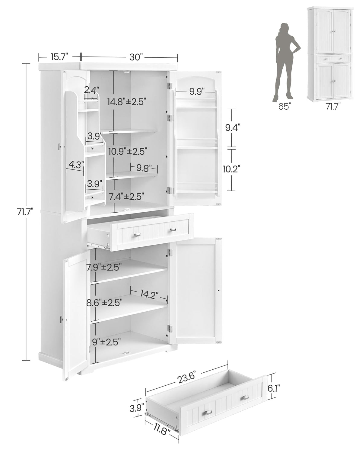 Freestanding Tall Cabinet with Drawer T907183