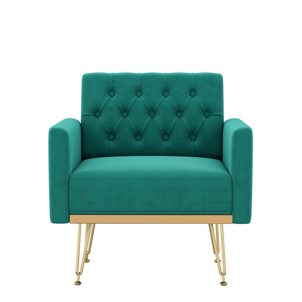 Oversized Velvet Tufted Accent Chair with Gold Legs D615093