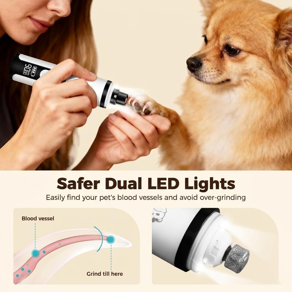 Dog Nail Grinder with Dual LED, 3 Speeds and 2000mAh Battery H5635