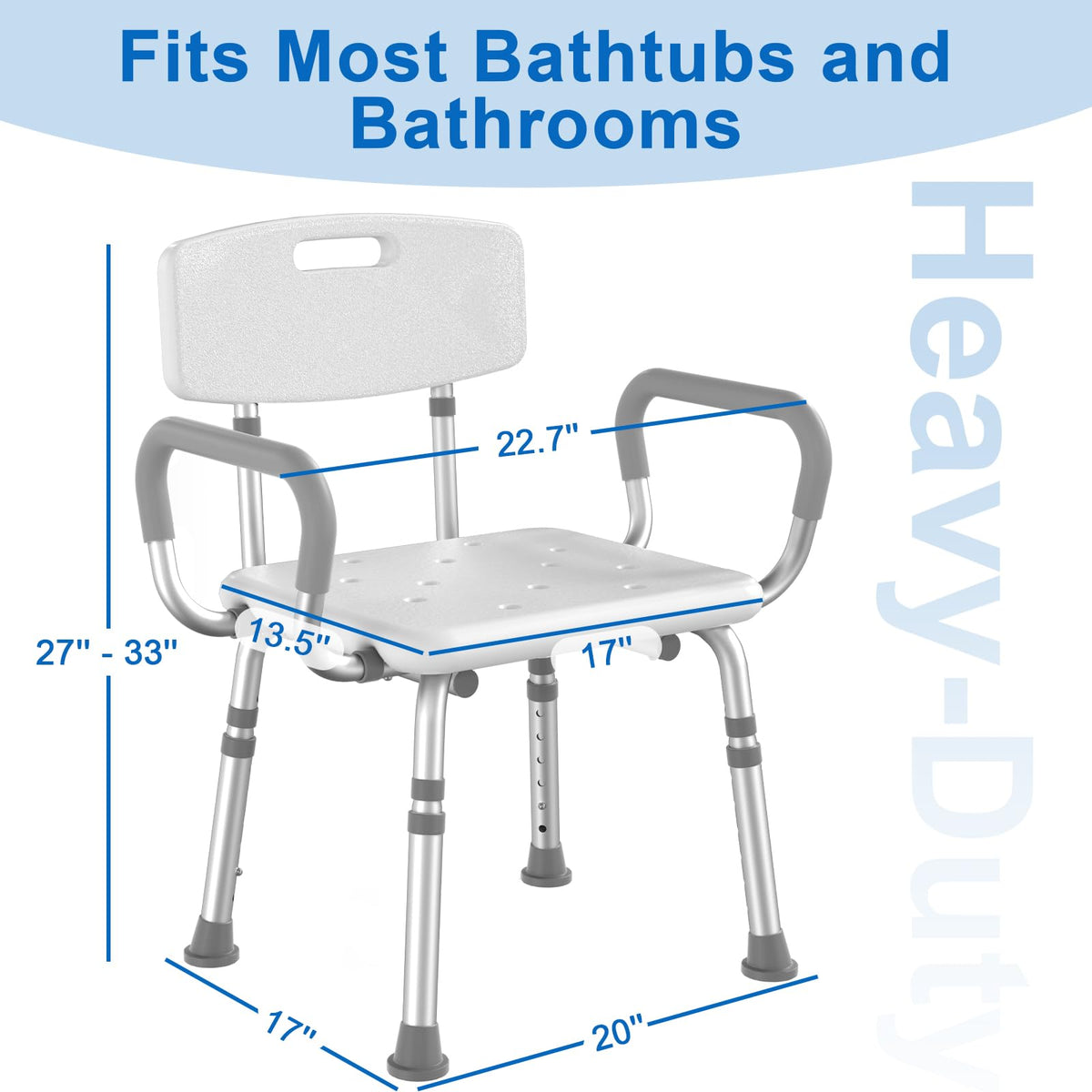 Shower Chair with Arms and Back and Bedside Commode with Padded Seat and Backrest N69738