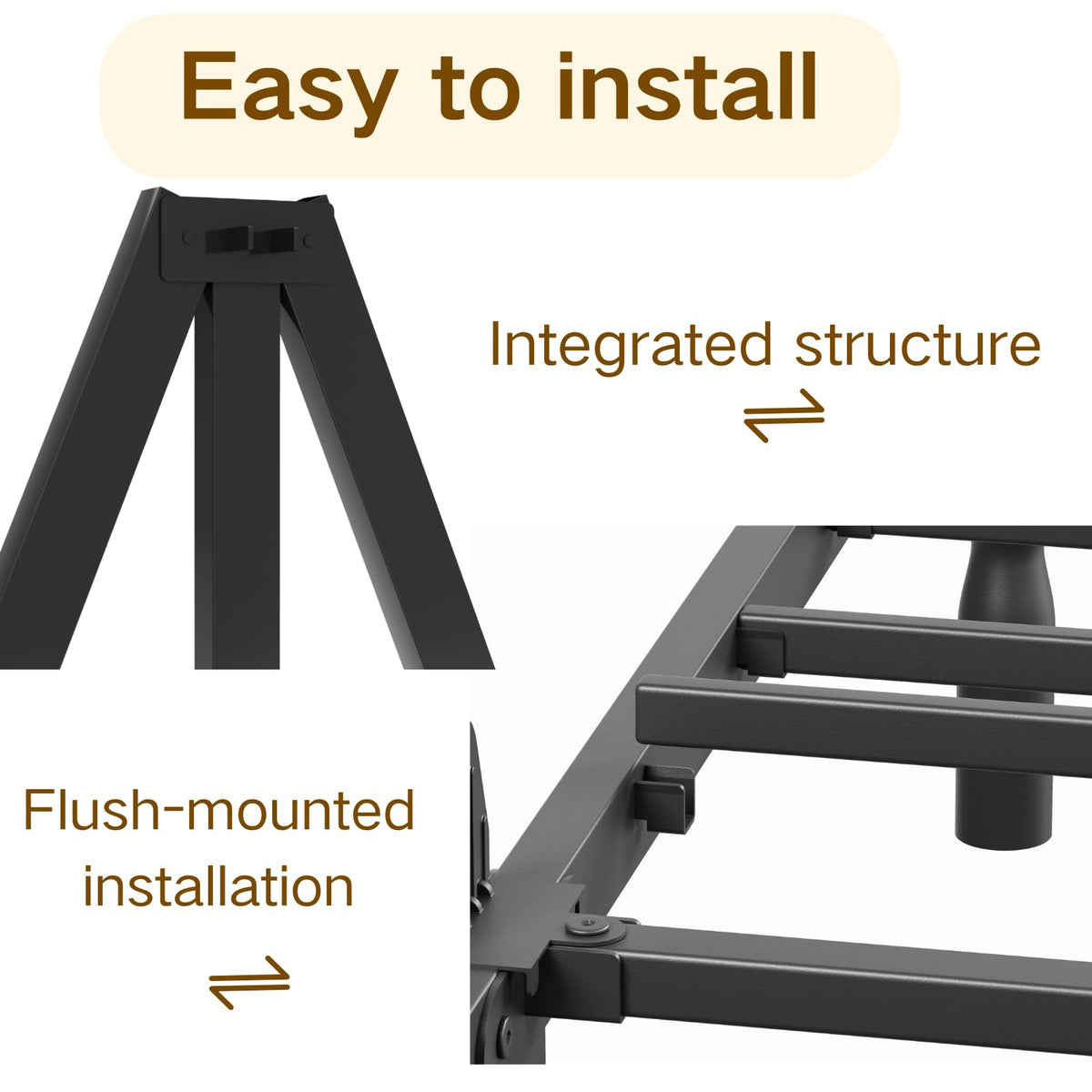 Twin XL Size 18" Black Metal Bed Frame with Storage B858
