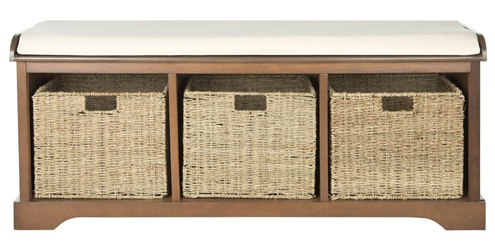 Brown Solid Wood Storage Bench M972098