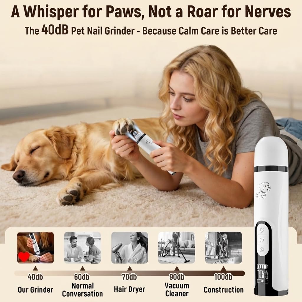 Dog Nail Grinder with Dual LED, 3 Speeds and 2000mAh Battery H5635