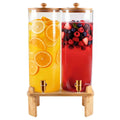 2 Gallon 2 Pack Glass Drink Dispenser with Wood Stand A228
