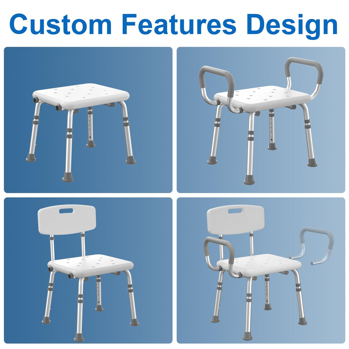 Shower Chair with Arms and Back and Bedside Commode with Padded Seat and Backrest N69738
